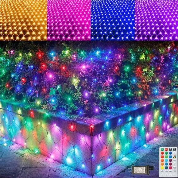 RGB Net Lights, Christmas Color Changing LED Mesh Lights, 14.8x4.9 ft 240 LED - Picture 7 of 7